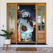 Ghostbusters Horror Stay Puft Door Cover Decorated Banner Tapestry Home Decoration Holiday Party Supplies Door Banner Porch Sign Banner 72.8 x 35.4 Inch