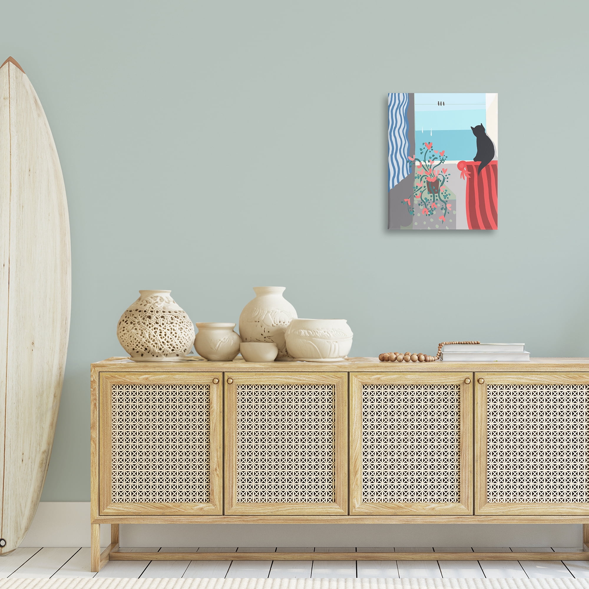 Stupell Industries Window Beach View Nautical & Beach Painting Wrapped Canvas Art Print Wall Art, 16 x 20
