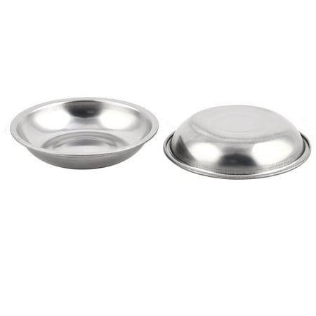 

Metal Round Shaped Soy Sauce Spice Dish Silver Tone 8cm Diameter 2 Pcs