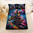 thumbnail image 5 of Manfei Cartoon Train Bed Sheets,Colorful Railway Full Size Sheets,4 Pieces,1 Flat Sheet, 1 Fitted Sheet and 2 Pillowcases, 5 of 6