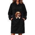 thumbnail image 3 of LWFFDAW Long Pet Pouch Hoodie Dress for Women with Dog Carrier Pockets Oversized Hoodie Fall Winter Loose Casual Hooded Sweatshirt Dress, 3 of 10