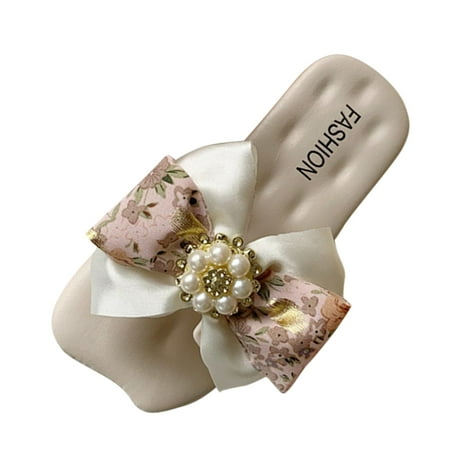 

Baycosin Bow Knot Children Sandals Fairy Wind Versatile Princess Wind Beach Soft Bottom Slippers