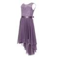 thumbnail image 2 of renvena Kids Girls Floral Lace V Neck Junior Bridesmaid High Low Dress Wedding Party Pageant Ball Gown Light Purple 16, 2 of 7