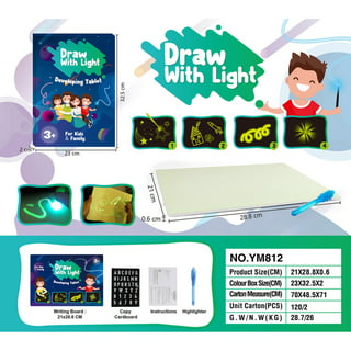 Amerteer Light Drawing Board for Kids, A4 Light Drawing Pad Draw with  Light, Magic Pad Light up Drawing Pad for Kids with Magic Pens, Writing  Board Educational Toys for Kids Toddlers Boys