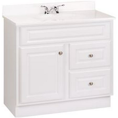 RSI HOME PRODUCTS HAMILTON BATHROOM VANITY CABINET, FULLY ASSEMBLED, 2 DRAWER, WHITE,