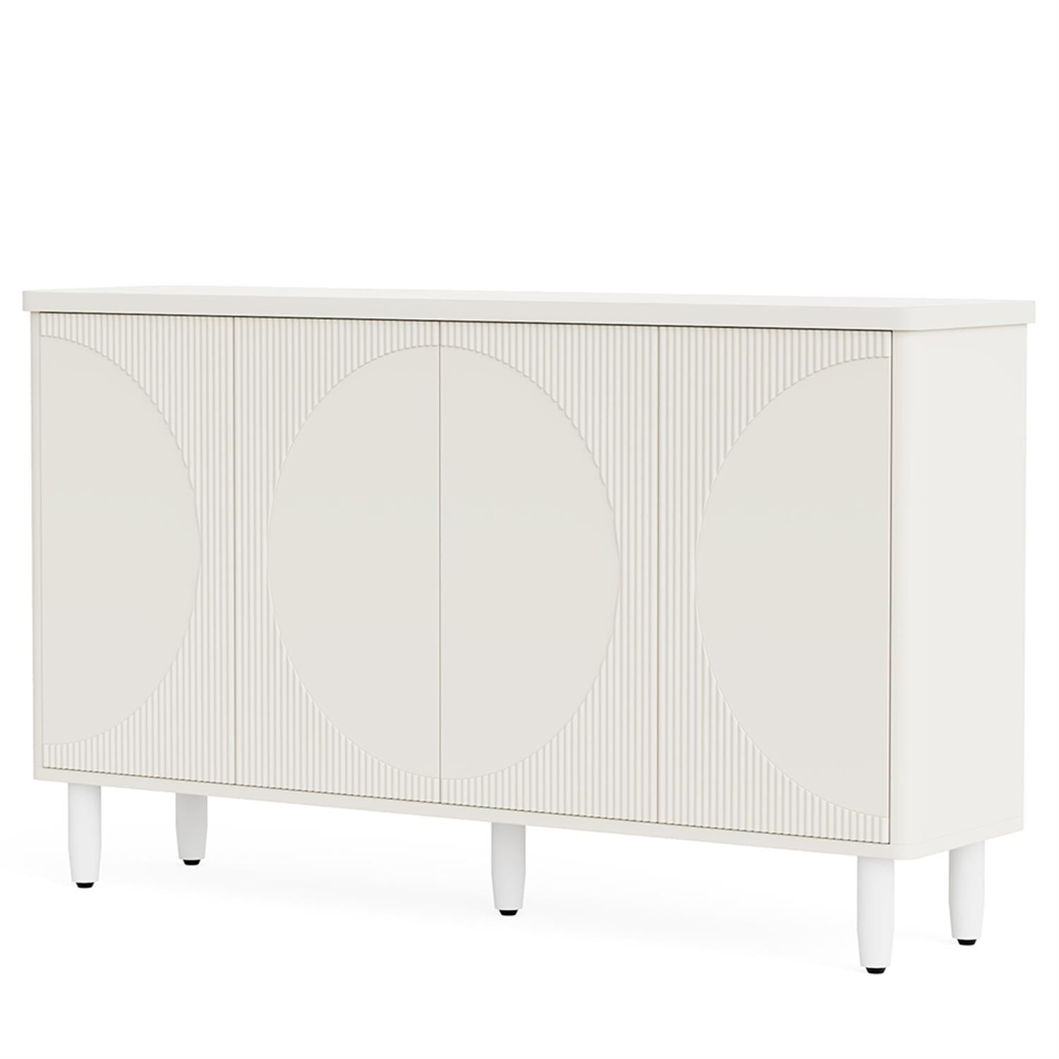 Demi Bonn 59" Sideboard Buffet Storage Cabinet with Doors, Modern Credenza Accent Cabinet for Kitchen Entryway Living Dining Room, White