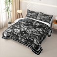 thumbnail image 3 of Erosebridal Boho Vintage Moth Quilt King, Spooky Celestial Peony King Coverlet Set for Boys Girls, Black White, 3-Piece 1 Bedspread and 2 Pillowcases, 3 of 7