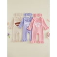 thumbnail image 3 of RUINIXCW Daddy's Girl Outfit Newborn Baby Girl Hospital Coming Home Outfit Waffled Romper Infant Baby Girls Fall Winter Clothes Long Sleeve Jumpsuit Headband Set, 3 of 9