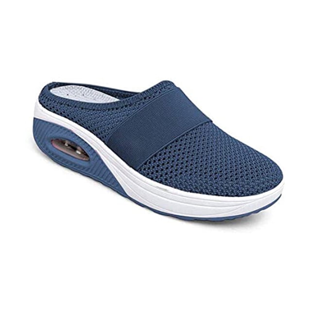 Chaussures de Marche Slip-On pour Femmes avec Coussin d'Air Résistant aux Chocs Mesh Plateforme Supérieure Mocassins Respirant
