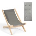 thumbnail image 2 of Silla Plegable de Madera Costway Silla Reclinable en 3 Posiciones Con Cojín Gris, 2 of 9