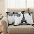 thumbnail image 2 of Outdoor Pillow Covers Vintage Black White Building Eiffel Tower Waterproof Pillow Cases 20x12 Set of 2, Retro Stamps Throw Pillow Cover Pillowcase for Patio Balcony Couch Garden, 2 of 9