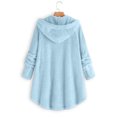 thumbnail image 4 of Summer Tops Viikei Womens Jackets and Coats Plus Size Winter,Fashion Women's Button V-Neck Pullover Tops Long Sleeve Hooded Blouse Coat Light Blue XXL, 4 of 4