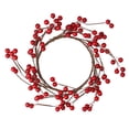 thumbnail image 2 of Northlight 9" Shiny Red Berries Artificial Christmas Candle Holder Ring, 2 of 4