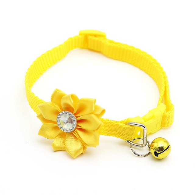 Collar para gato con campana, flor ajustable, fácil de usar, hebilla, Collar para perro, campanas, encantador collar para gato, amarillo Rojo Verde Cocina, Decoración y Otros