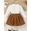 thumbnail image 2 of Wassery Little Girls 2Pcs Skirt Outfits 12M 24M 2T 3T 4T 5T Kids Girls Long Sleeve Ribbed Tops + Plaid A-line Skirt Set Child Girls Autumn Clothes, 2 of 9