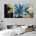 thumbnail image 3 of FUMJ  Modern Canvas Flower Wall Art Abstract Gold Teal Floral Paintings on Canvas Still Life Artwork for Home Kitchen Living Room Bedroom Classroom Decorations Wall Decor 12''x16''X3 Panels, 3 of 4