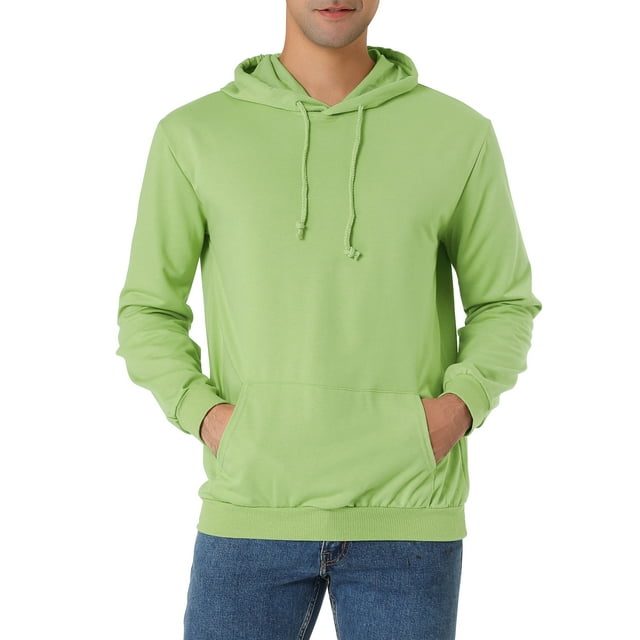 INSPIRE CHIC Chandail à Capuchon pour Homme à Manches Longues Uni à Cordon Chandail 2TG Vert Pâle