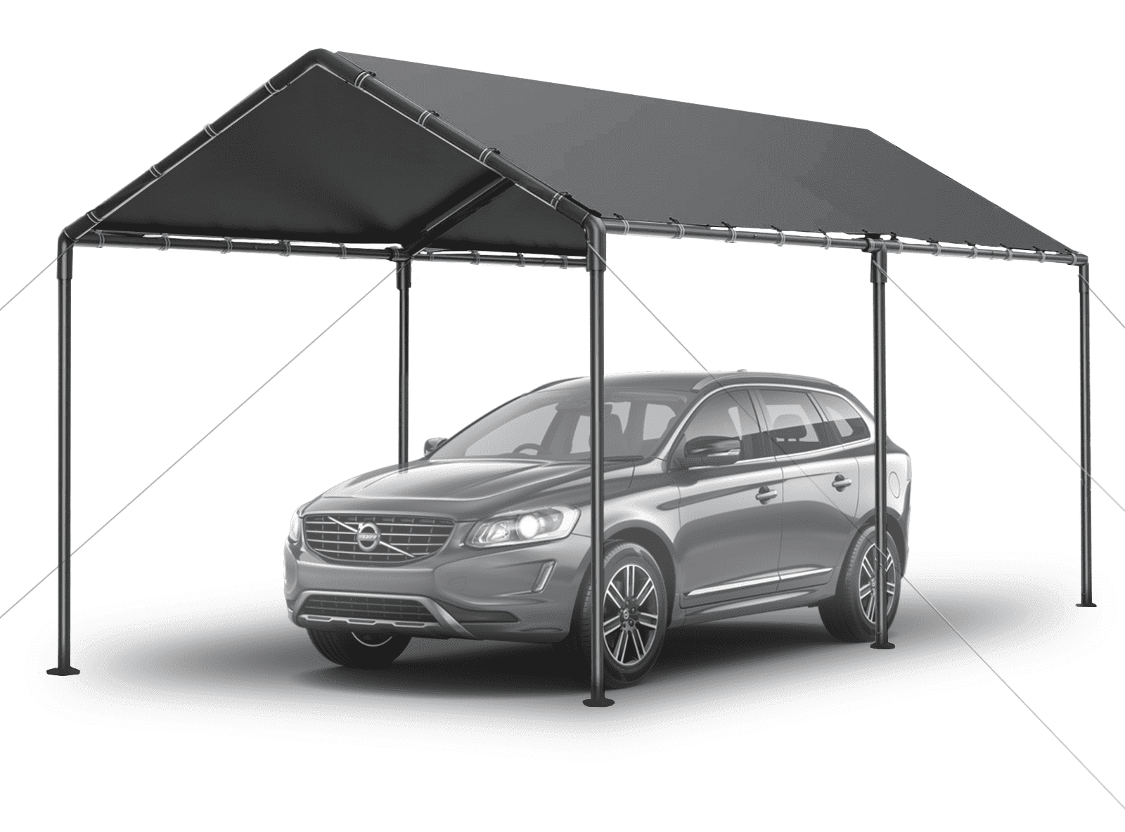Gaildon Carport 10 x 20Ft Upgraded Heavy Duty Carport with Steel Wire Rope Portable Garage for Truck Boat Car Canopy with All-Season Tarp (Grey)