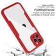 thumbnail image 6 of iPhone 13 Pro Max Clear Case with Front Screen Protector, Dteck 360 Degree Full Body Shockproof Case Crystal Transparent Back Cover for iPhone 13 Pro Max 6.7 inch, Red, 6 of 6