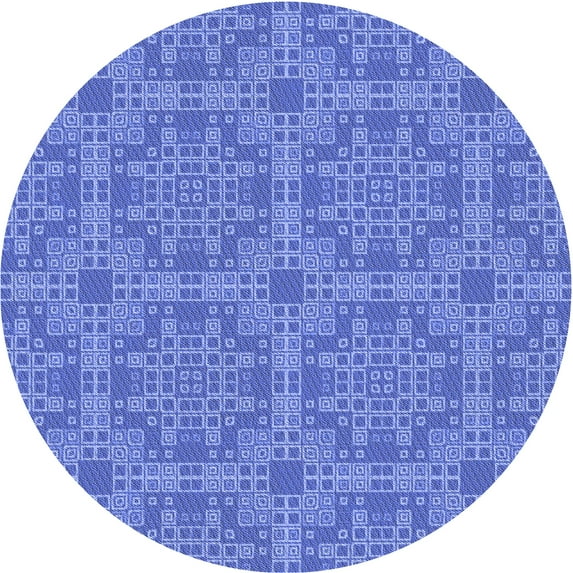 Ahgly Company Machine Washable Indoor Round Transitional Sky Blue Area Rugs, 5' Round