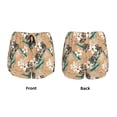 thumbnail image 3 of Gukieu Tropical Leaves Flower Print Women's Sports Shorts with Drawstring Elastic Waistband for Running, Yoga, Fitness-X-Large, 3 of 7