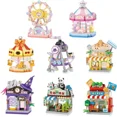 thumbnail image 2 of Nouveau Carrousel de Parc d'Attractions Navire Pirate Grande Roue Jeu d'Halloween Vue de Rue Kit de Blocs de Construction Modèle de Briques pour Fille Jouet pour Enfants, Sac opp 140 Pcs, Minibricks, 2 of 7