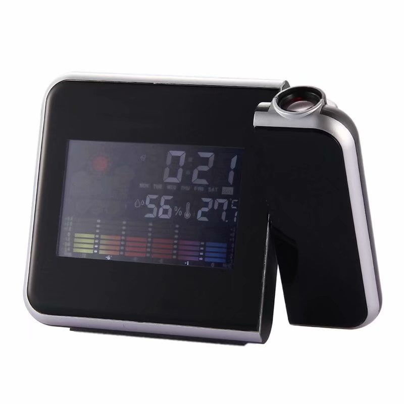 Projection`Digital Alarm Clock Snooze Weather Thermometer LCD Color Display LED& 