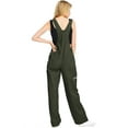 thumbnail image 3 of Revolt Women's Juniors Baggy Straight Leg Twill Overalls (20, Olive), 3 of 3