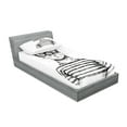 thumbnail image 2 of Ambesonne Black White Fitted Sheet & Pillow Sham Set, Hipster New Age Cat, Twin, Black White, 2 of 2
