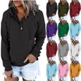thumbnail image 6 of yardsong Hoodies for Women Trendy Long Sleeve Solid Button Down Hooded Sweatshirts Causal Loose Drawstring Pullover Fall Shirt Black,S, 6 of 6
