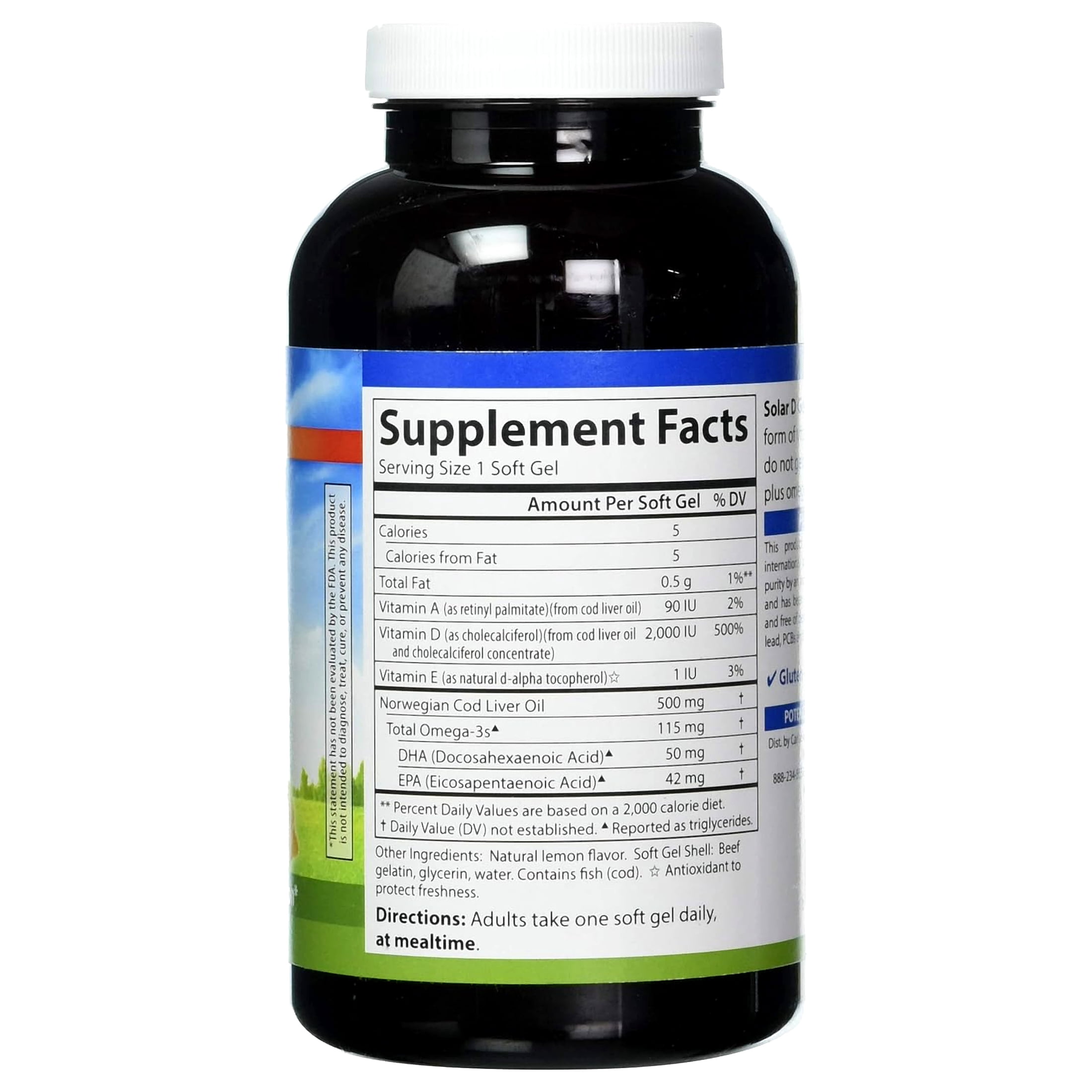 Carlson Solar D Gems - Lemon 2,000 Iu (50 mcg) 360 Sgels