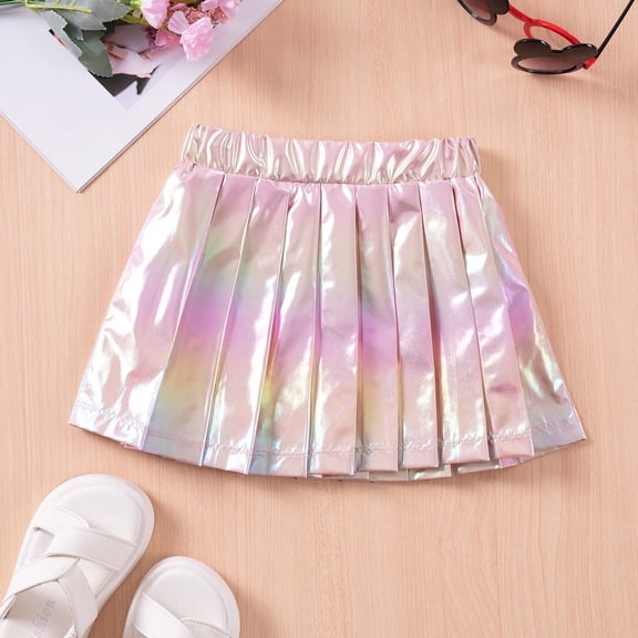 ZHOGXU Big Kids Girls Skirt Elastic Waist Colorful Comfortable Stylish Pleated Skirts For Party And Daily Wear Pink 2-3 Years