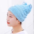 thumbnail image 4 of 2 toallas de microfibra para secar el cabello, linda toalla de baño, gorro para secar el cabello ultra suave y absorbente, gorro de baño de secado rápido (azul + rosa), 4 of 5