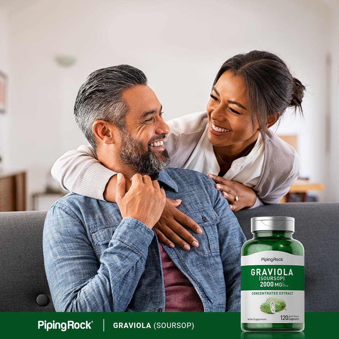 Graviola Soursop Capsules 2000 mg | 120 Count | Herbal Supplement for Men and Women | by Piping Rock