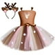 thumbnail image 1 of Falda corta de reno linda y de moda, falda abullonada de malla hecha a mano para niños, vestido de niña navideña con diadema, 1 of 5