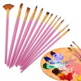 thumbnail image 4 of 12Pcs Nylon Brush Set TYP306 for Oil Painting Tools Strong Adhesion for Artists StudentsPink, 4 of 8