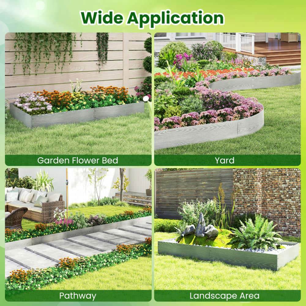 Yardi Yarda 6-Pack 20 FT Galvanized Metal Landscape Edging, Metal Garden Bed for Outdoor as Yard, Silver