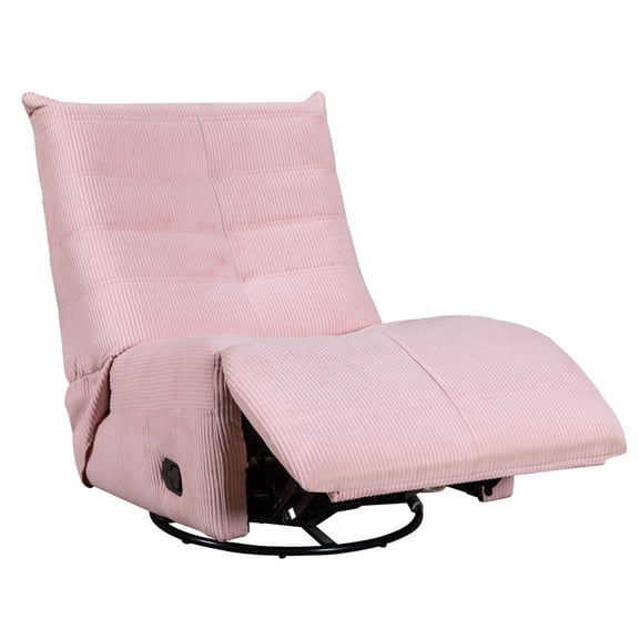 JERFIT Pink Corduroy Swivel Glider Recliner Chair, 31" Wide Modern Gliding Rocker with Push-Back Reclining, Comfortable Upholstered Armchair for Living Room, Nursery