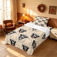 thumbnail image 3 of Homewish Halloween Baroque Devil Skull Twin Sheets, Dark Floral Blood Drip Bedding, Beige Gray Red, 3-Piece (1 Flat Sheet, 1 Fitted Sheet and 1 Pillowcase), 3 of 5
