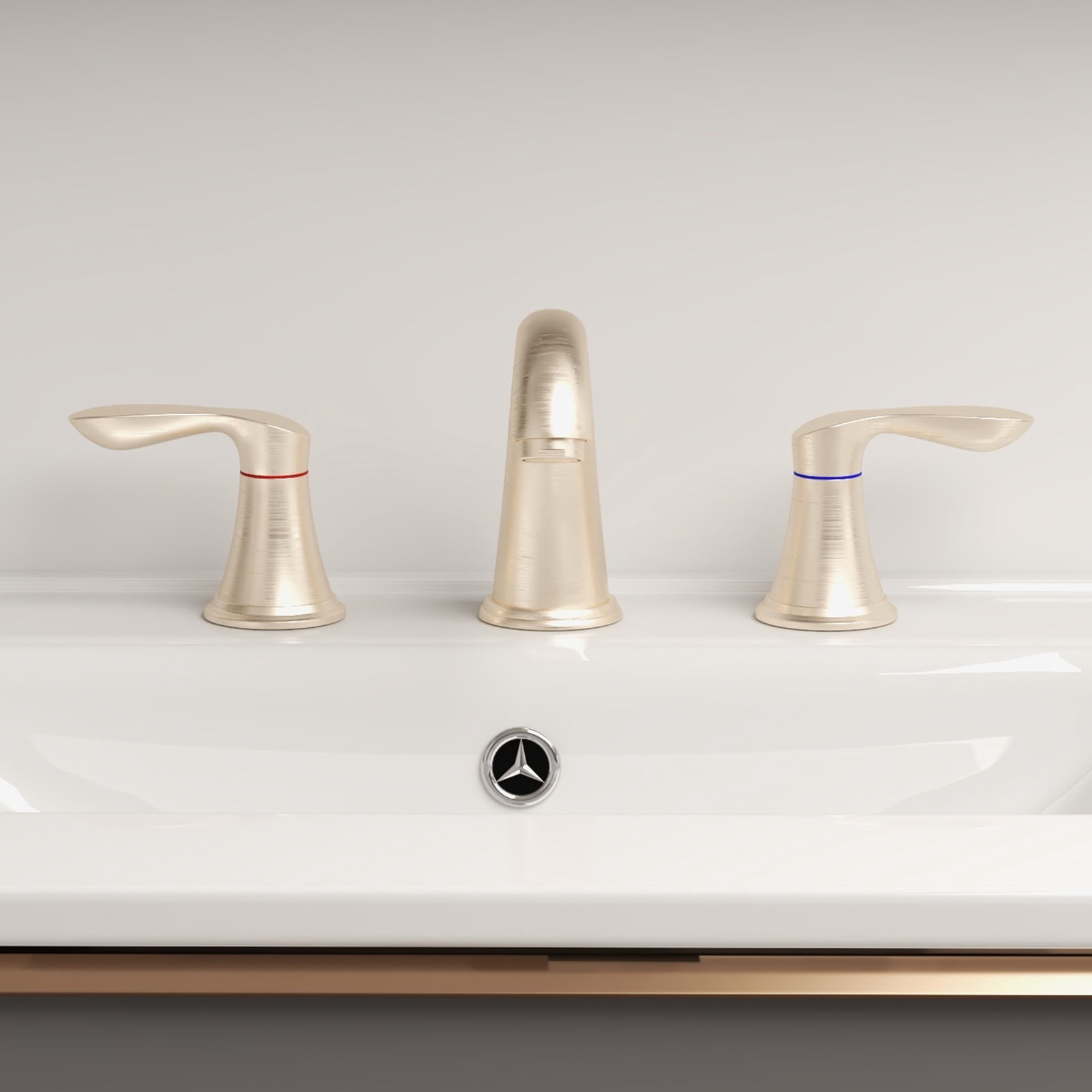 Bathroom Faucet 3 Hole, 8" Widespread Bathroom Faucets for Sink 3 Hole Brushed Nickel with Pop-Up Drain, CUPC Hose Water Supply Lines-Brushed Nickel (2pcs)