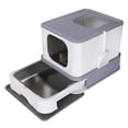thumbnail image 1 of Caja de arena para gatos RIZZARI cerrada con tapa y cuchara, grande (45 libras), 1 of 8