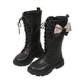 thumbnail image 3 of REDARER Girls Knee High Boots, Leather Boots with Bow Decor, Comfortable Flat Sole Soft Booties for Casual Everyday Wear,Size:8-9 Years, 3 of 9
