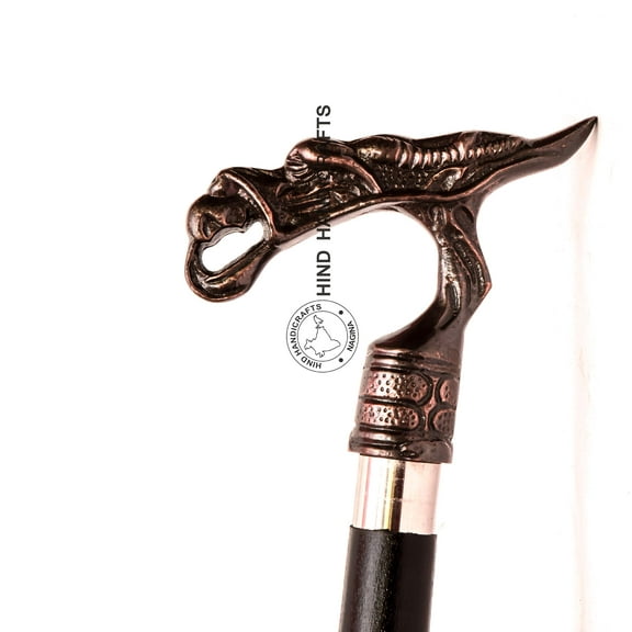 Decorative Victorian Canes and Walking Sticks for Men & Women - 36" Black Ebony Brass Handle Unisex Derby Foldable Cane | Hind Handicrafts (36 inch, Antique Dragon 2)