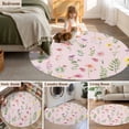 thumbnail image 5 of Round Rug 3.3Ft Washable Non-Slip, Pink Spring Floral Circle Area Rugs for Living Room Bedroom, Flowers Botanical Elegant Pastoral Indoor Floor Mats Carpet Runner for Home Decor Aesthetic, 5 of 8