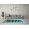 thumbnail image 3 of Ahgly Company Indoor Square Oriental Light Blue Industrial Area Rugs, 5' Square, 3 of 4