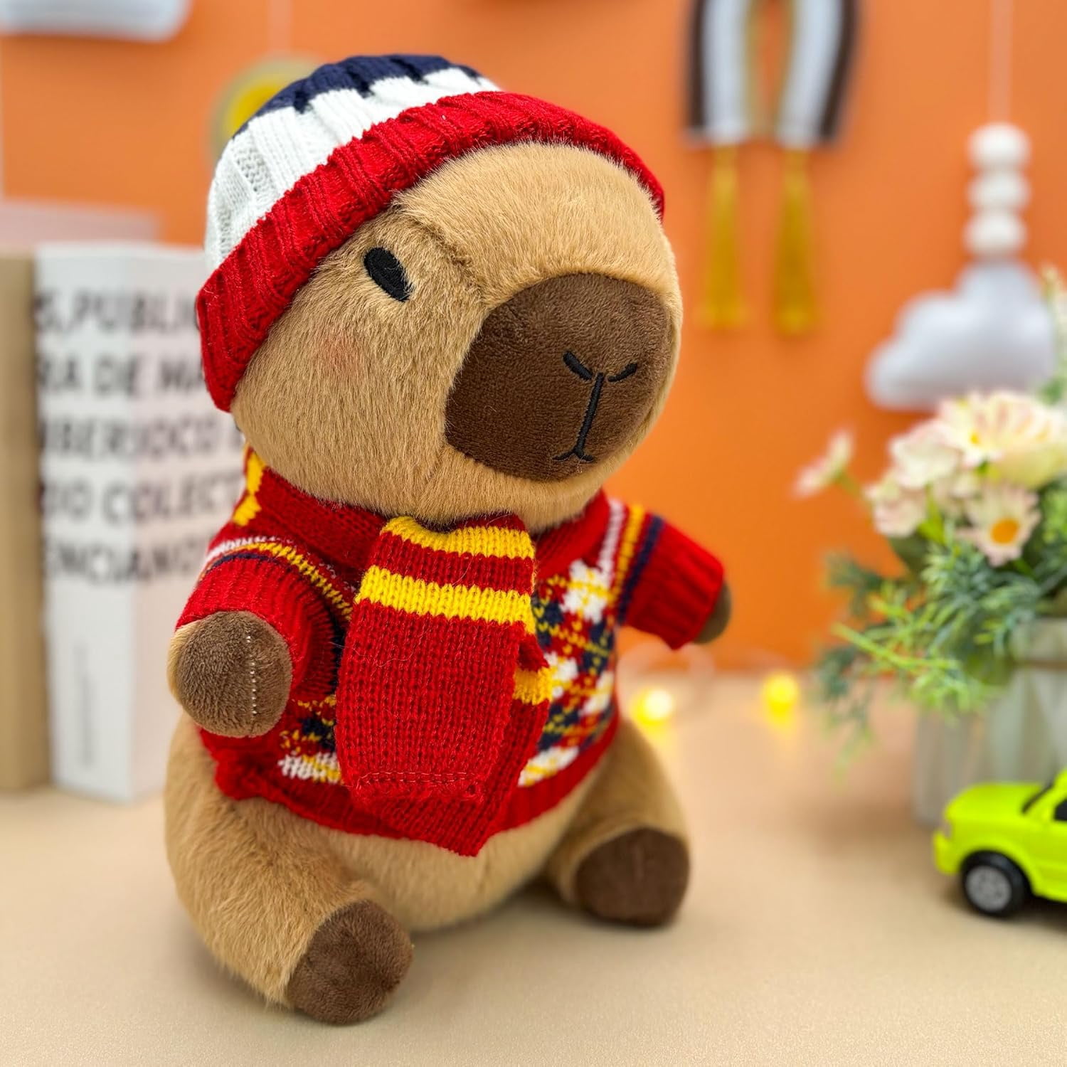 Capybara Plush with 9 pcs Clothes & Accessories, 10.2 in Cute Capybara Stuffed Animal Plush Toys, Dress Up Cute Plushies for Girls/Boys