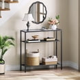 thumbnail image 2 of 29.5" Narrow Console Table, 3-Tier Tempered Glass Sofa Table, Small Side Table, Modern Entryway Table, for Entrance, Living Room, Foyer, Hallway Bedroom, Black, 2 of 8