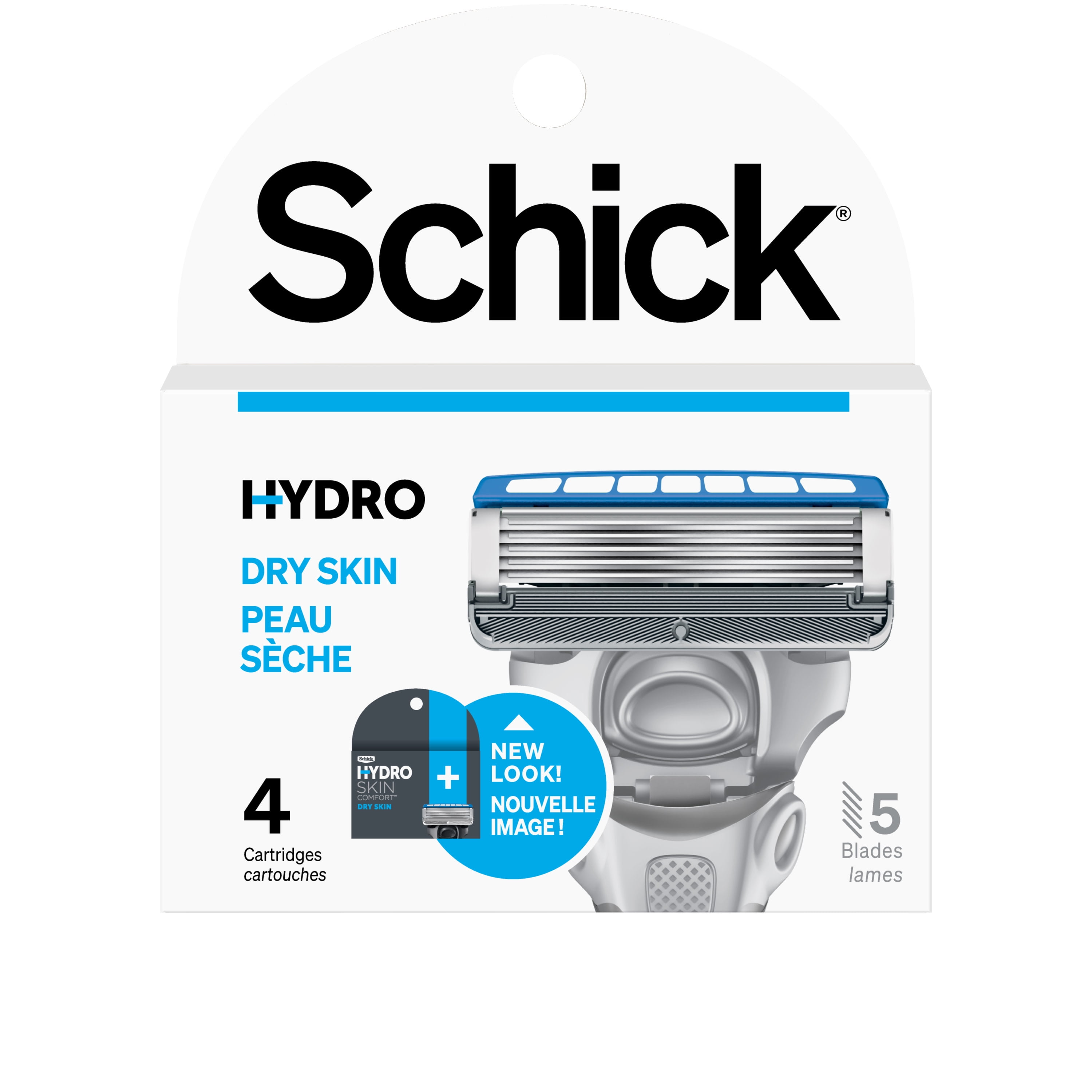 Schick Hydro 5-Blade Skin Comfort Dry Skin Men's Razor Blade Refill, 4 Ct, Mens Razor, Specially Formulated For Dry Skin