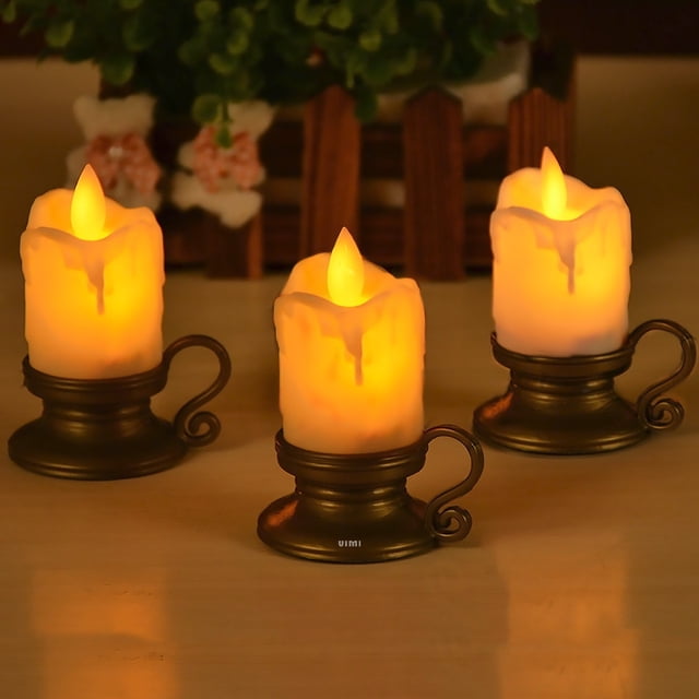 Paquete De 12 Velas LED VIMI Con Candelabro Sin Llama Vela Electrónica Ideal Para Decoraciones De Interior