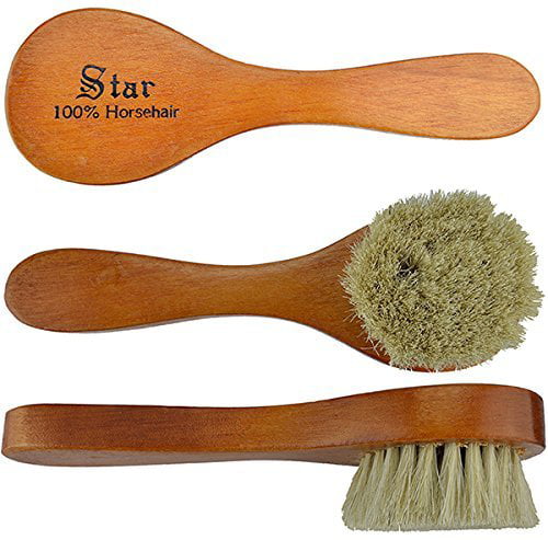 Handle Wood Bristle Horse Shoe Hair Brush Boot Polish Shine Cleaning Dauber VvV 